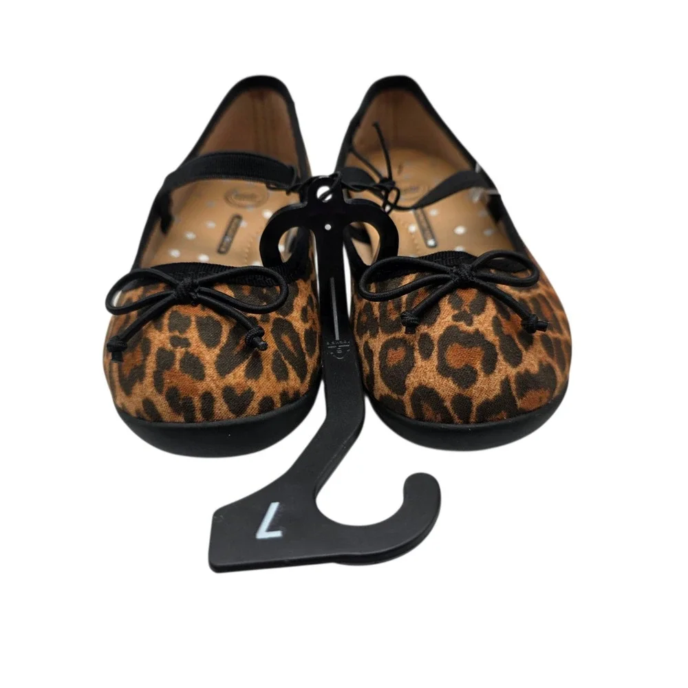 Wonder‎ Nation Leopard Print Mary Jane Shoes Girls Size 7 Bow Accent NWT